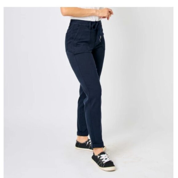 Judy Blue Pants - Judy Blue High Rise Navy Blue Cuffed Jogger - NWT - Size 11/30